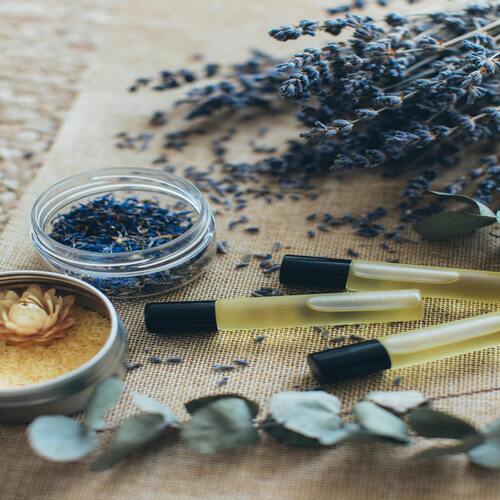 lavanda azul y aceites